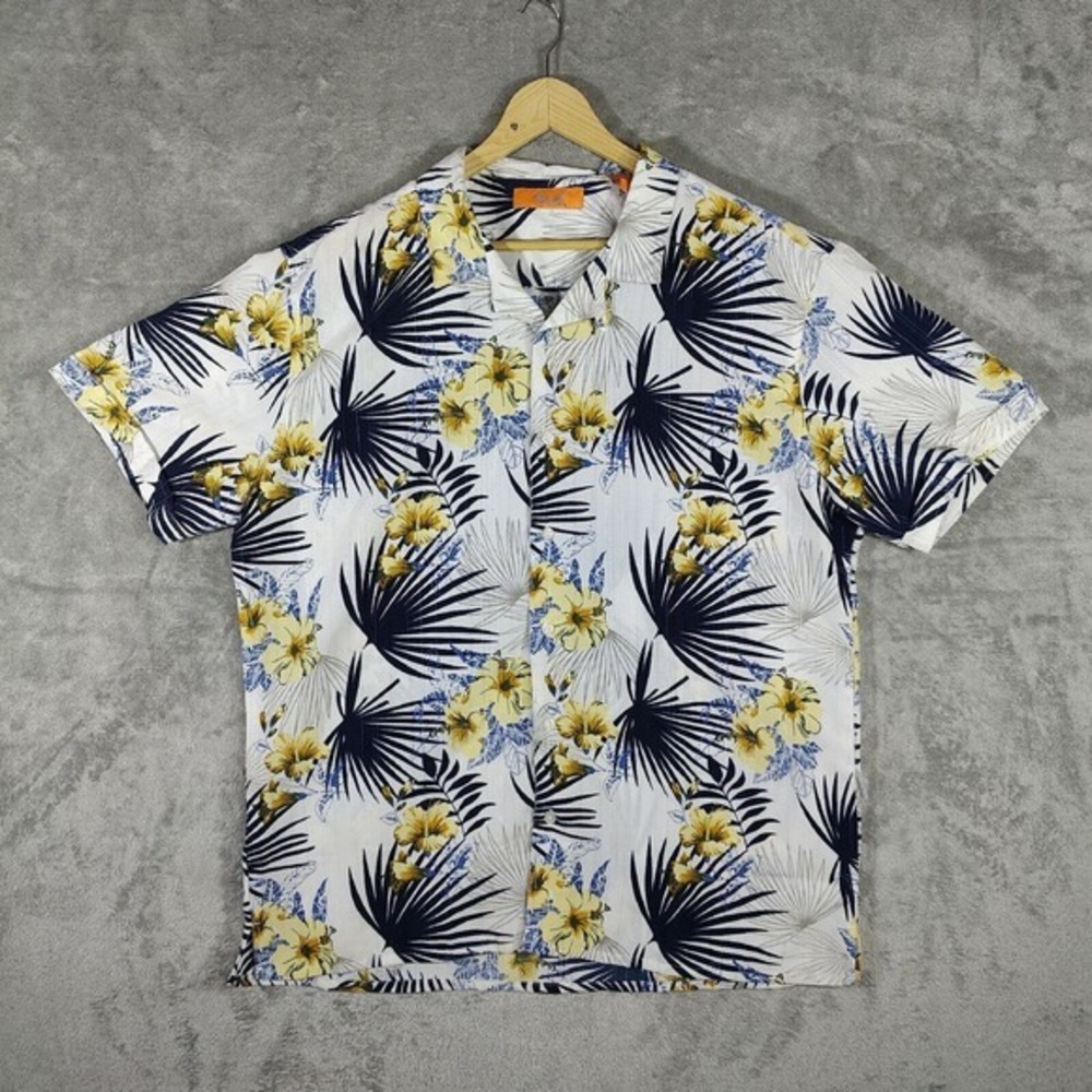 Newport Isle Shirt Men's XXL Floral Hawaiian Button‎ Down Collared Neck
